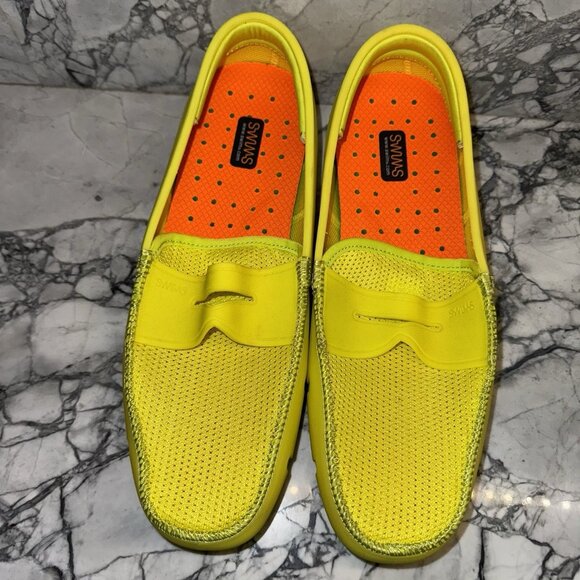 SWIMS Penny Loafers Neon Yellow Size 7 Excellent - Picture 2 of 6